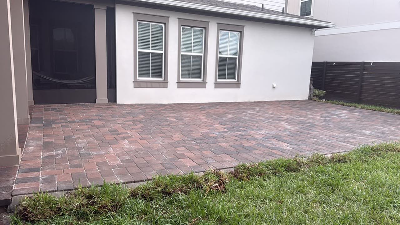 WV Seichas Service team installing an outdoor kitchen patio in Central Florida
