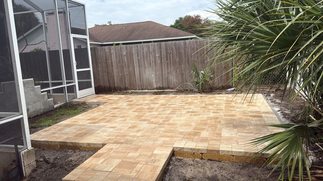 Paver installation completed driveway